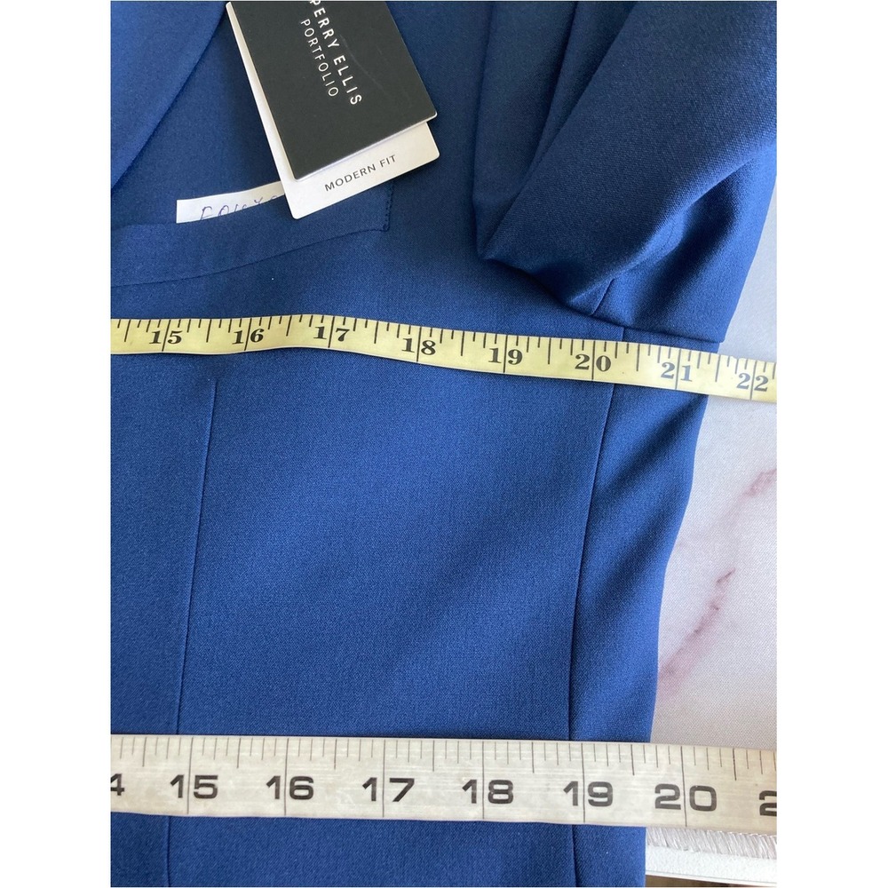 Perry Ellis Portfolio Mens Modern fit 2‎ Piece Suit 40S 33W 30L Blue Stretch - Picture 10 of 12